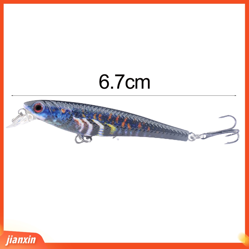 (In Stock) 6.7cm /4g Umpan Pancing Kait Tiga Karat Anti-Korosi Kekuatan Tinggi Tembakan Panjang 3D Fisheyes Umpan Palsu Untuk Outdoor