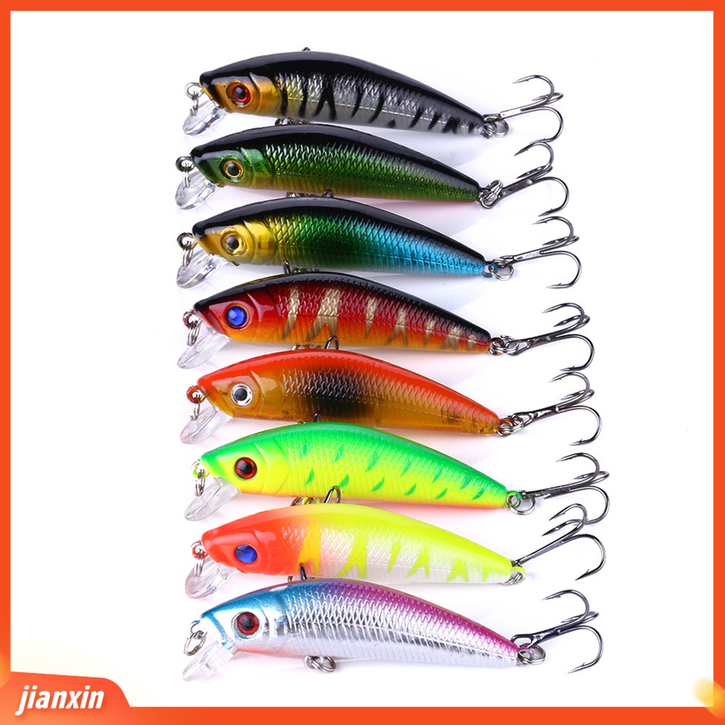 (In Stock) 7cm/8g Umpan Umpan Treble Hook 3D Mata Lambat Tenggelam Tahan Air Kesetiaan Besar Memancing Bentuk Realistis Reusable Crankbait Fishing Lure Alat Pancing