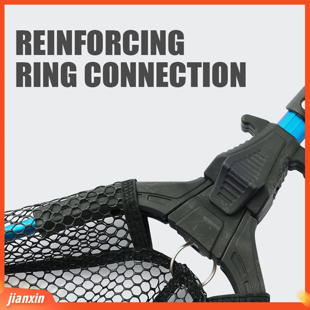 (In Stock) Jaring Ikan Lipat Anti-slip Teleskopik Gagang Aluminium Jaring Halus Profesional Angling Segitiga Ditarik Ikan Arahan Net Penangkap Perlengkapan Memancing