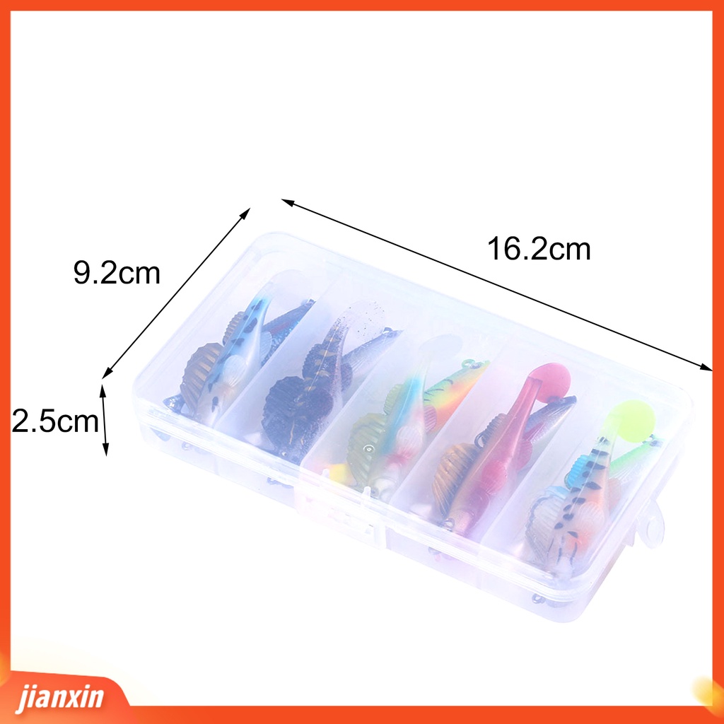 (In Stock) 10Pcs /Set Umpan Pancing Reusable 3D Penampilan Warna-Warni Lembut Melompat Ikan Umpan Kait Tunggal Swimbait Untuk Outdoor