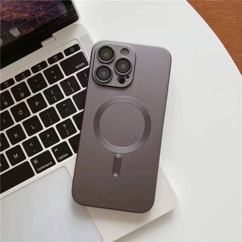 IPHONE Cat Metalik Magsafe Cases Untuk iPhone12 11 Pro MAX 11Pro 12Pro silicon Wireless Charging Magnetic glass lens protection Cover Untuk iPhone12 iPhone11