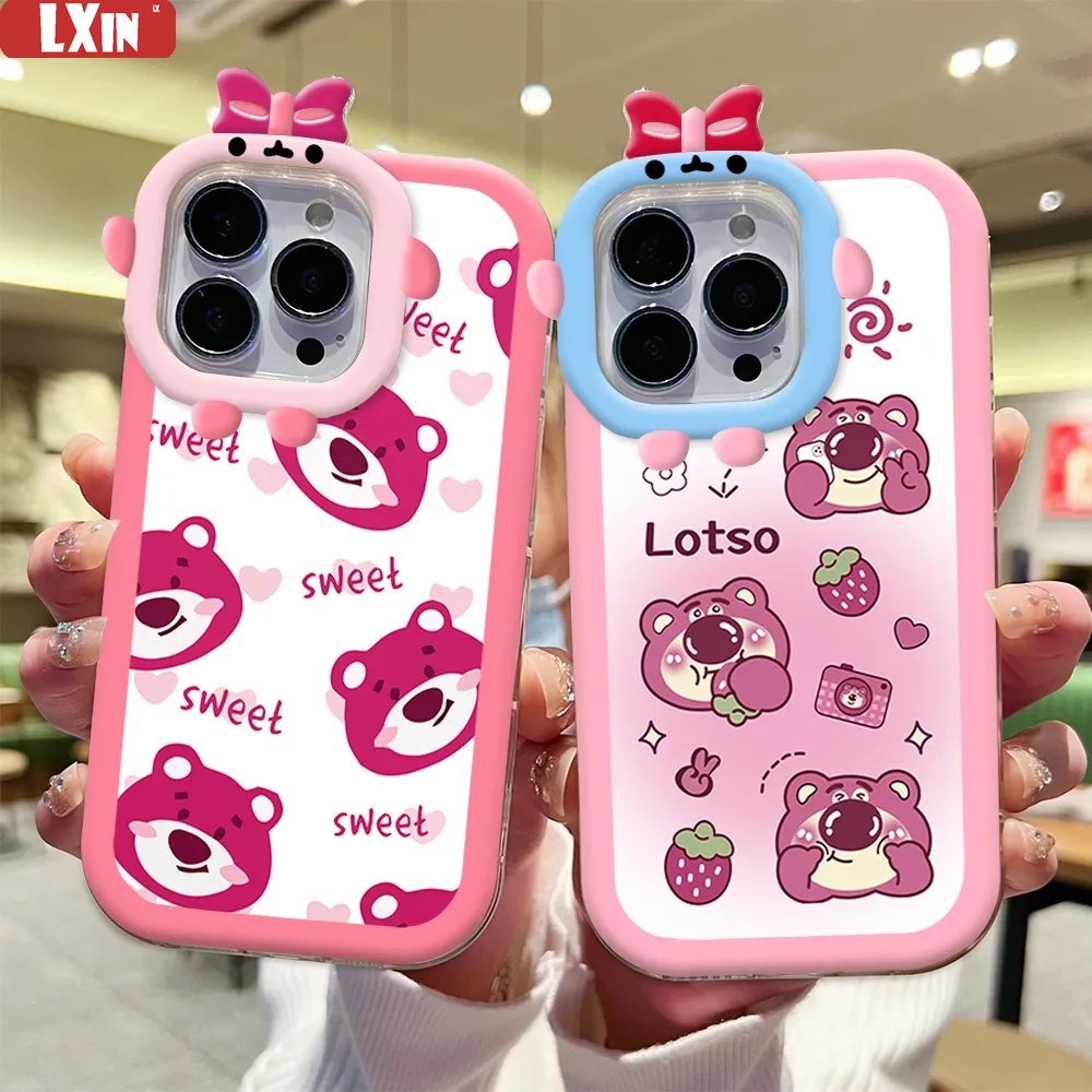 Case Realme C55 C35 C21Y C25Y C30 C31 C33 Realme 10 C11 C25 C17 C15 C12 C3 C2 7i 5 5i 6i 9i Narzo 30A 50A Prime Cute Manyo Strawberry Bear Lembut Silikon Phone Cover