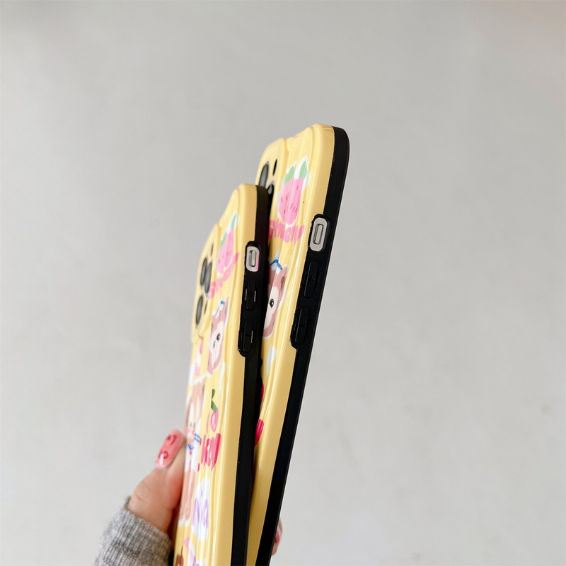 Yellow Cherry Duffy Bear Soft Silicon Case HP iP iPhone 14 + Plus 12 13 Pro Max 11 IMD Wave Girl Woman Casing Apple