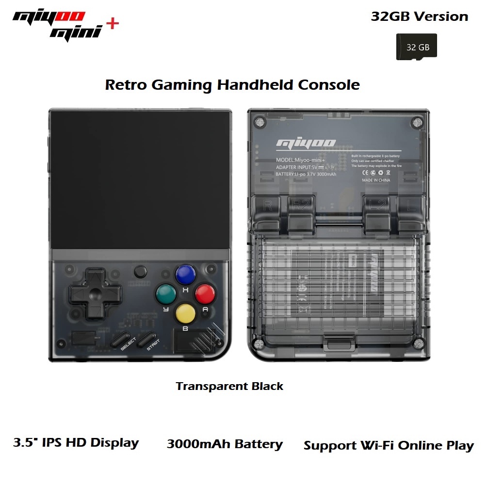 MIYOO MINI PLUS 32GB - Retro Handheld Gaming Console 3.5-inch IPS HD