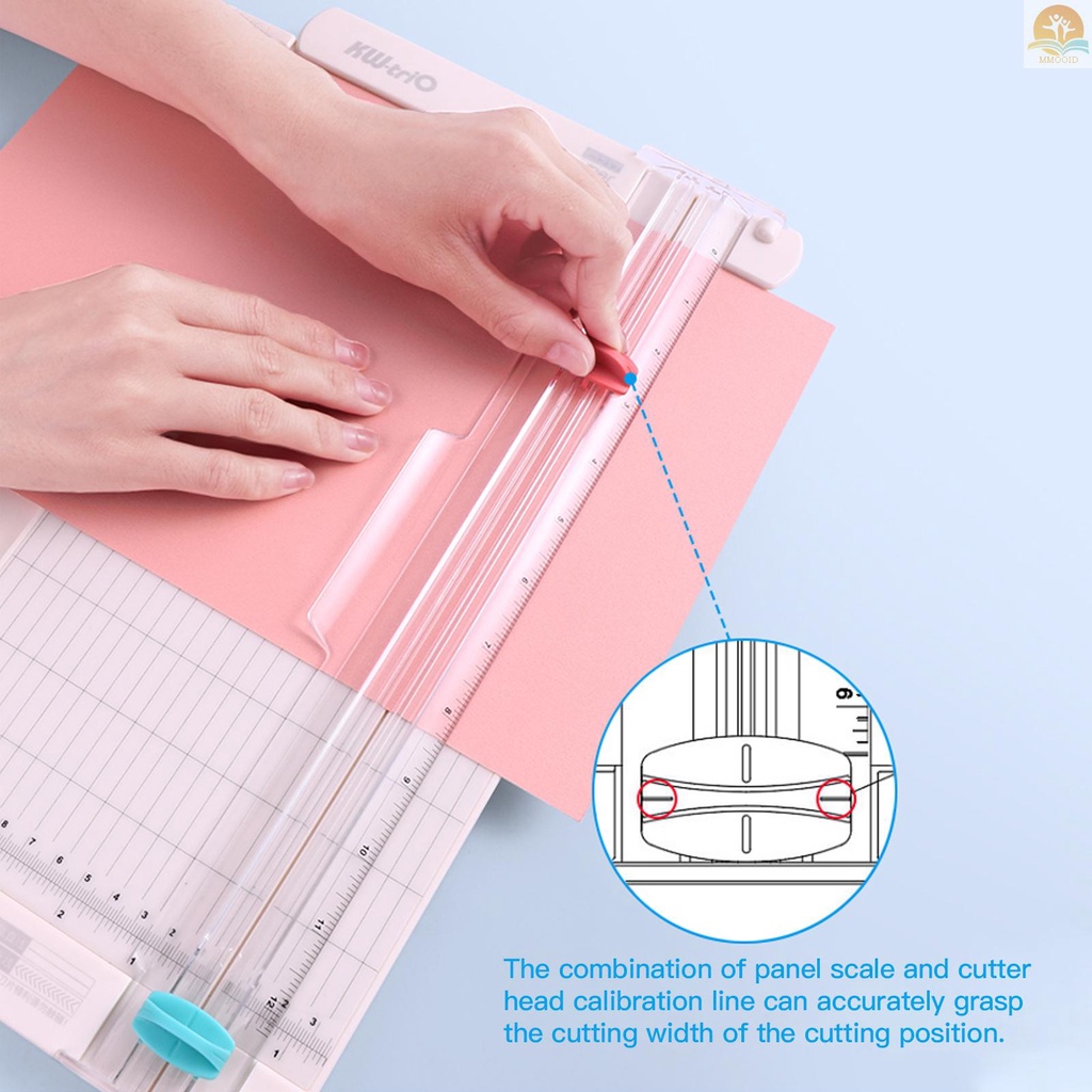 In Stock KW-trio Pemotong Kertas Portable 12.6 Inch Panjang Pemotongan Desktop Craft Paper Trimmer Dengan Tepi Lurus Fold Line Cutter Head Side Ruler Untuk Kertas Foto Gambar Kartu Scra