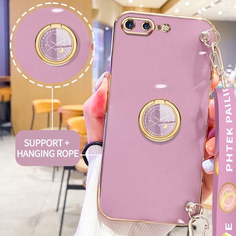 Casing Hp Pohon Gloden Untuk Apple Iphone6 6S Plus7Plus8 Plus SE2020 iPhone X XS Max XR Casing Original Dengan Jam Standand Lanyard