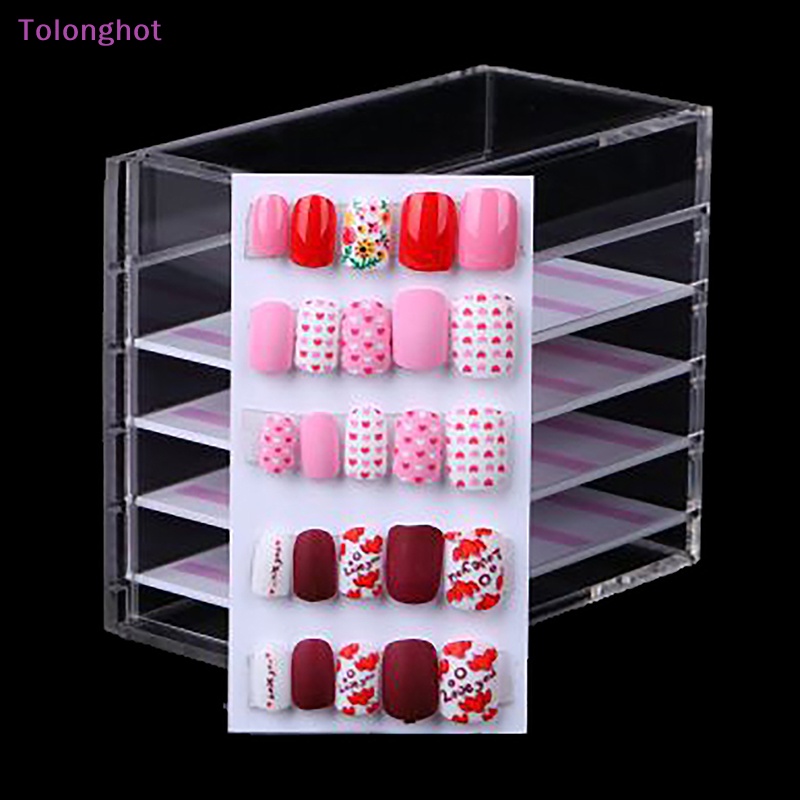 Tolonghot&gt; 5/10lapisan Nail Art Storage Display Box Memakai Armor Transparan Akrilik Kotak Manicure Collector Box Sudah Finishing Packing Kuku Palsu Dengan Baik