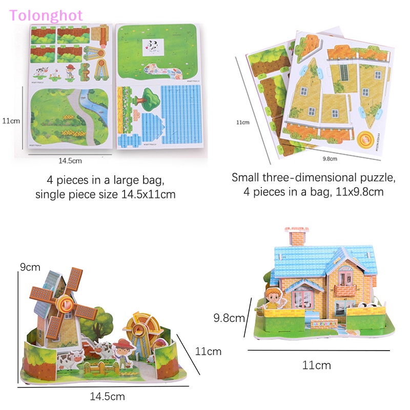 Tolonghot&gt; 1Set DIY Kartu Puzzle 3D Tiga Dimensi Handmade Model Rumah Anak Merakit Mainan Edukasi Sumur