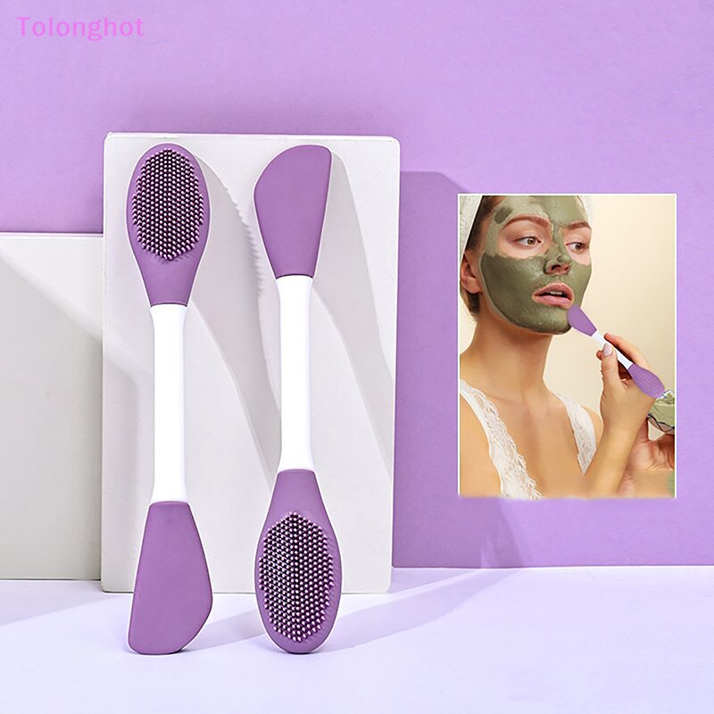 Tolonghot&gt; 1Pc Sikat Masker Wajah Silikon Kepala Ganda Pijat Wajah Sikat Pembersih DIY Mud Film Scraper Facial Brush Care Tool well