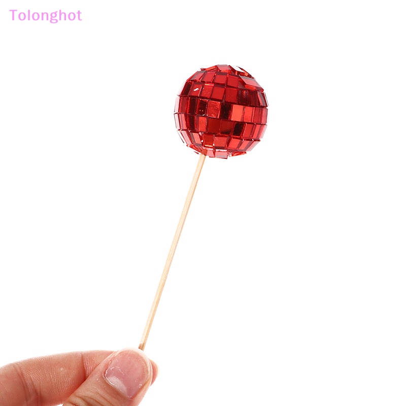 Tolonghot&gt; 12Pcs Mirror Ball Hiasan Kue Pesta Retro Disko Dekorasi Kue Tari Ulang Tahun Pesta Bola Cupcake Toppers Perlengkapan Pesta well