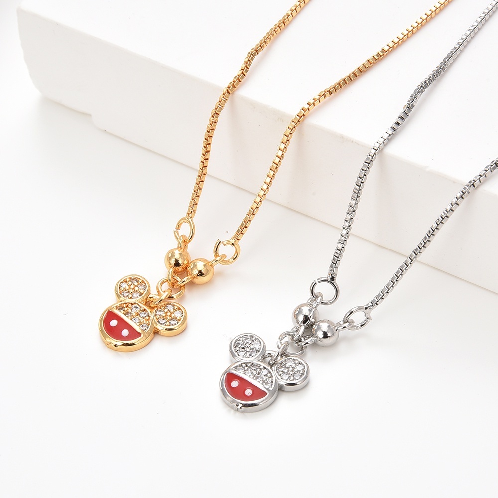 SS Kalung Titanium Anak Karakter Rainbow Model Korea Kalung Titanium Wanita Emas Silver Anti Karat  Kalung Anak Perempuan Titanium Mouse Anti Luntur Aksesoris Anak