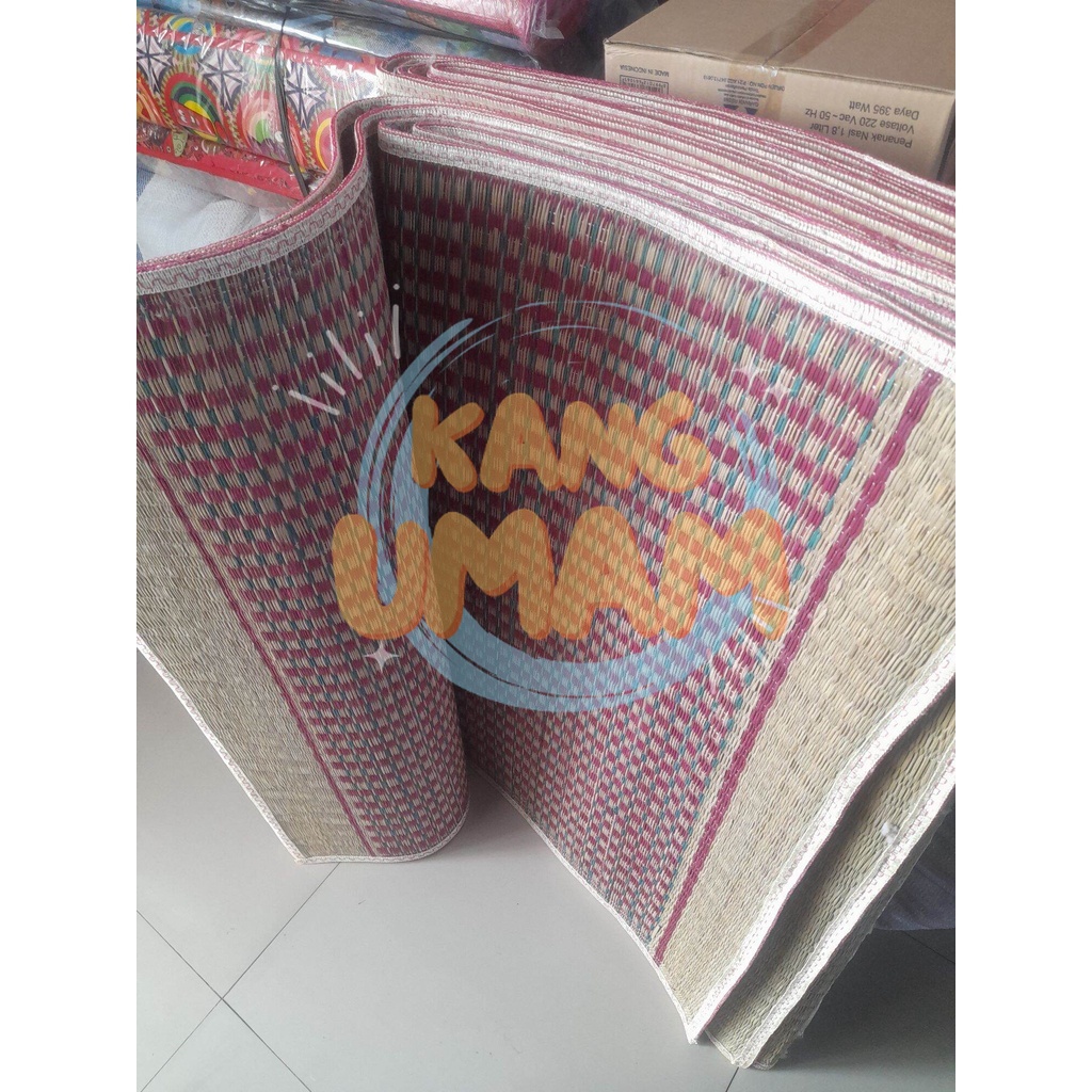 Tikar mendong 75 (150x200cm) pandan asli jumbo tebal samak lesahan tiker lipat alami tenun kloso
