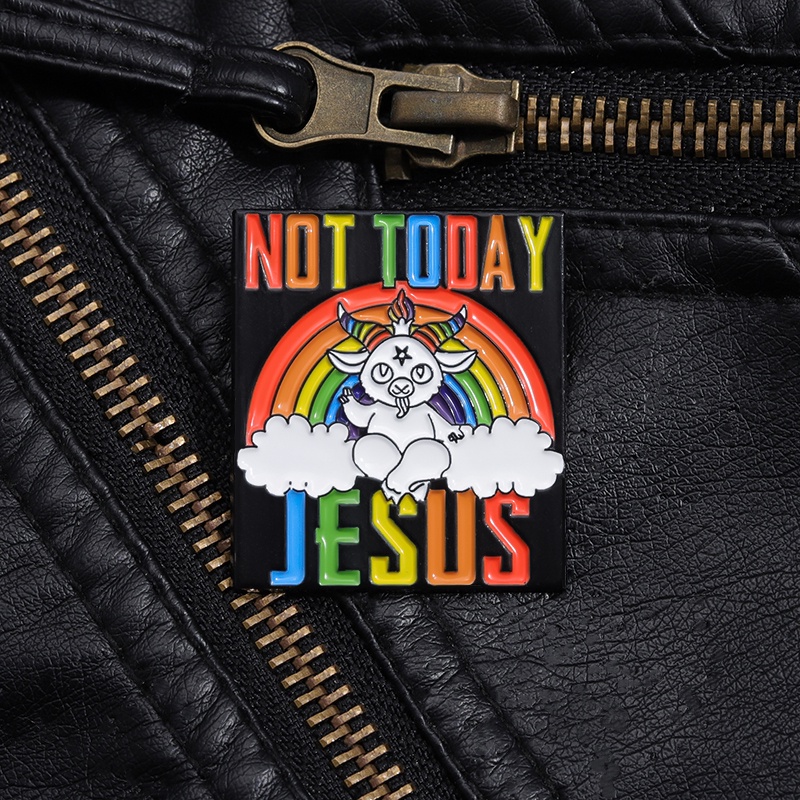 Kreatif Bukan Hari Ini Yesus Enamel Pin Pelangi Awan Pin Kerah Lencana Kartun Perhiasan Hadiah Untuk Teman