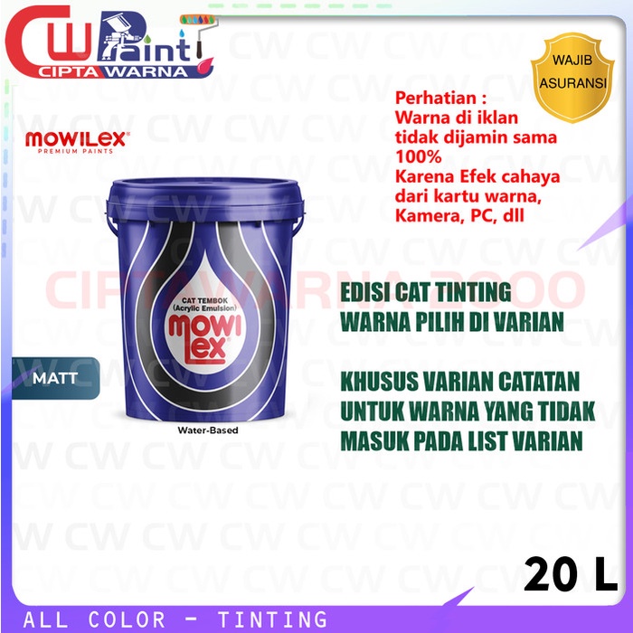 MOWILEX EMULSION CAT TEMBOK SEMUA WARNA STANDAR INTERIOR 20L