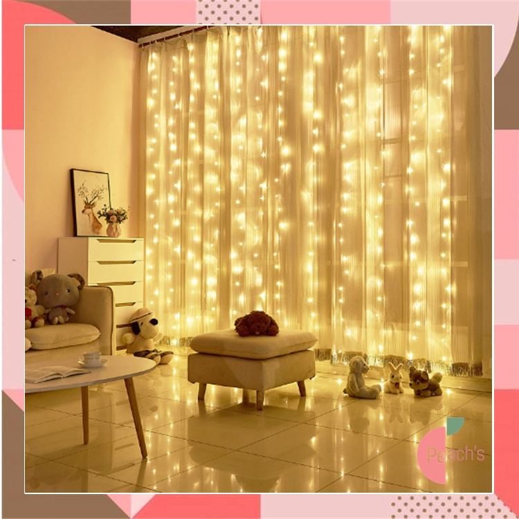 PEACHs - L5834 Tumblr Tirai Lampu Hias Warna Warni  / Lampu Tirai LED Tirai Putih / Biru / Ungu / Pi