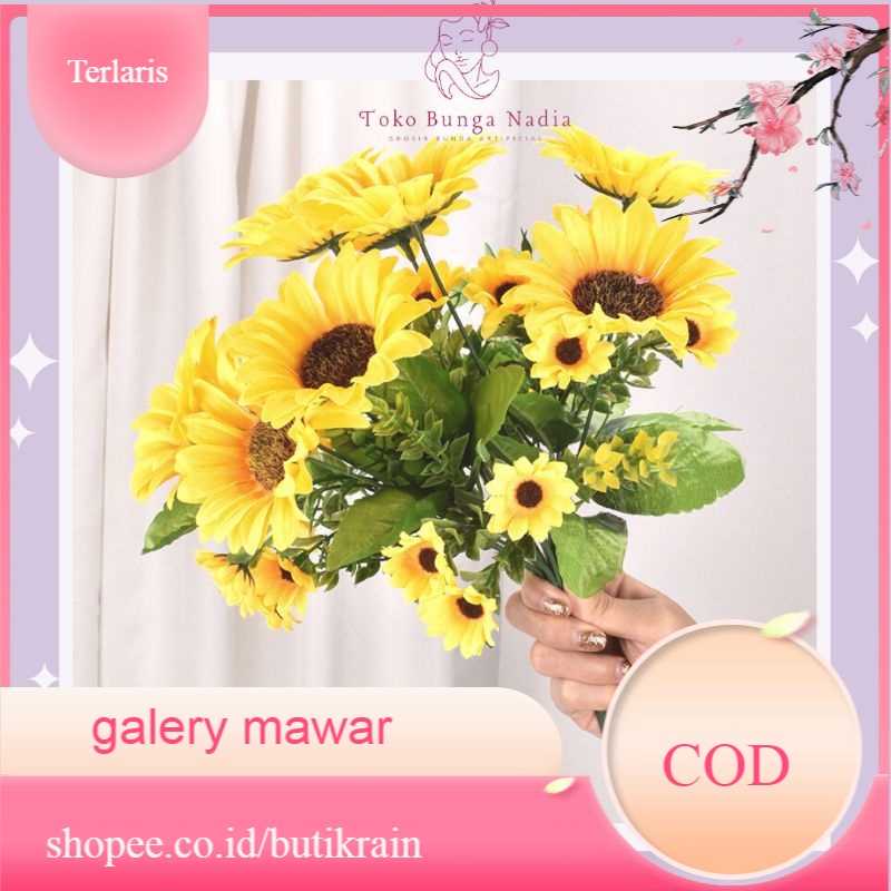 Bunga Matahari Artificial Sunflower Hiasan Meja Seserahan Hantaran Mahar Properti Foto Lamaran A2N49