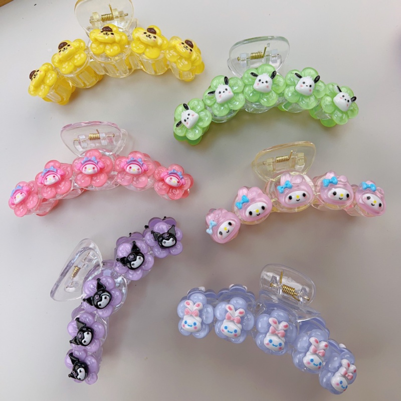 Ahellogirl Sanrio Big Clip Dopamin Lucu Manis Gadis Hati Kulomi Kartun Ponytail Hair Clip