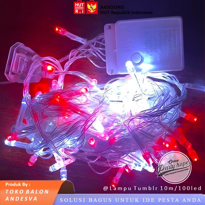 Lampu Tumblr Led Merah Putih / Lampu Hias HUT RI / lampu Merah Putih