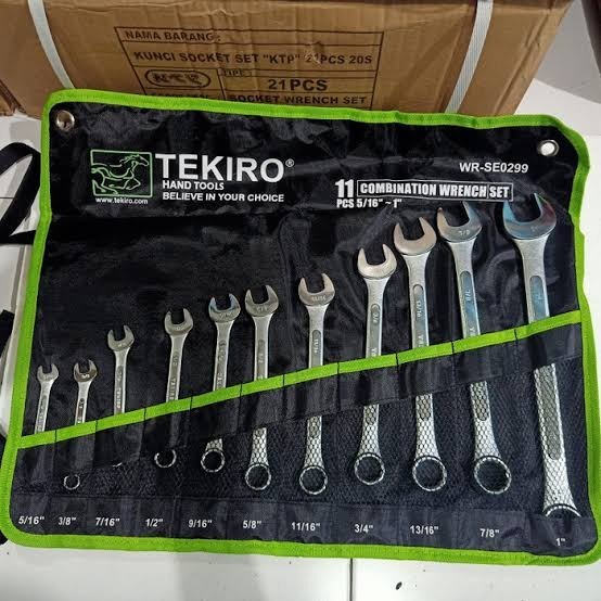 TEKIRO Combination Wrench Set - Kunci Ring Pas Set 11 Pcs 5/16" - 1" Asli Original Tekiro