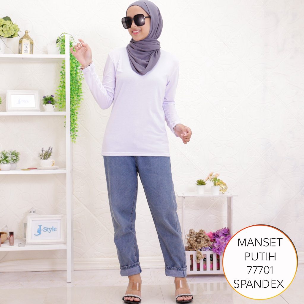 Manset Kaos Wanita Muslimah Tangan Panjang Spandek Polos Hitam