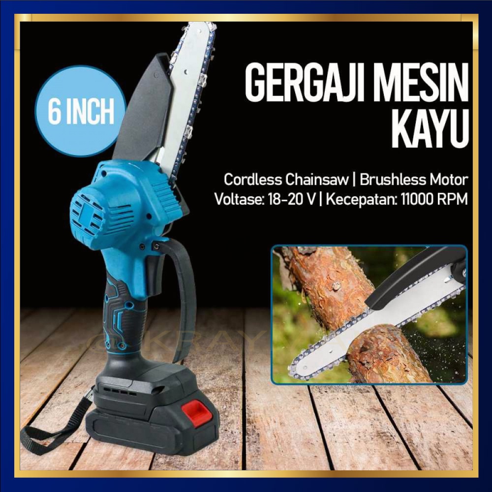 Gergaji Mesin Kayu Cordless Chainsaw Brushless Motor 20V - 388VF