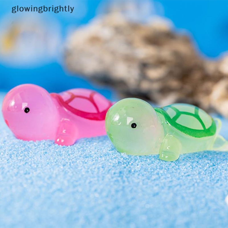 [glowingbrightly] 1/5 Pcs Mini Resin Luminous Turtle Figurines Dekorasi Dashboard Mobil Aksesoris Dekorasi Rumah TFX