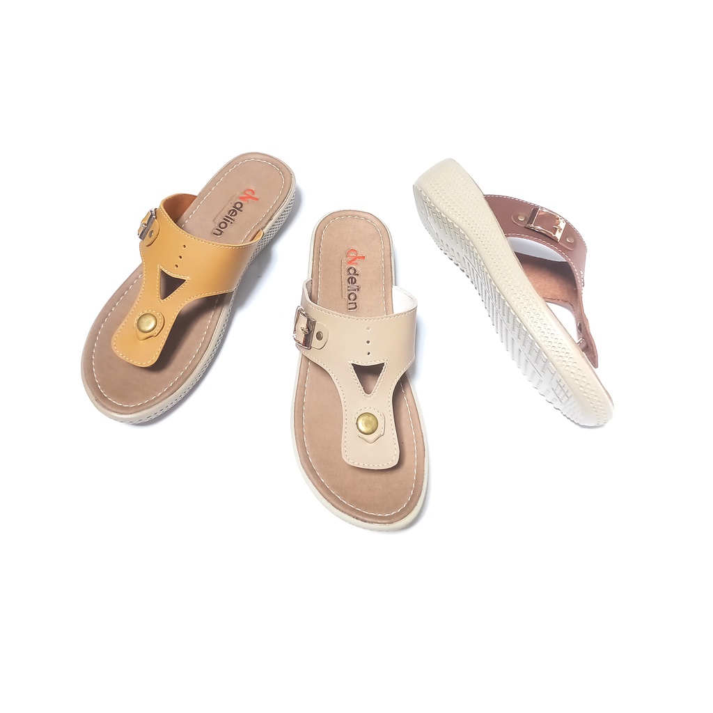 Sandal Wedges Wanita Tinggi 3,5 CM Terbaru 2023 Buat Kondangan & Lebaran - Sendal Capit Gesper Perem