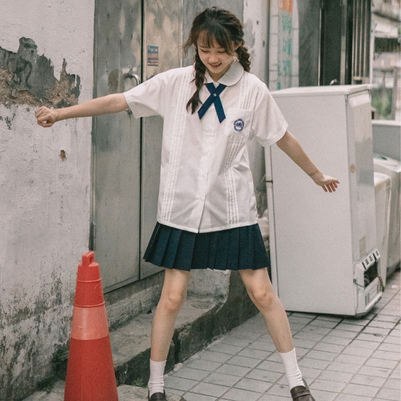 Japanese Affiliated High School Uniform JK Uniform Dress Organ Pleated Short Sleeve Thai Shirt Boys 