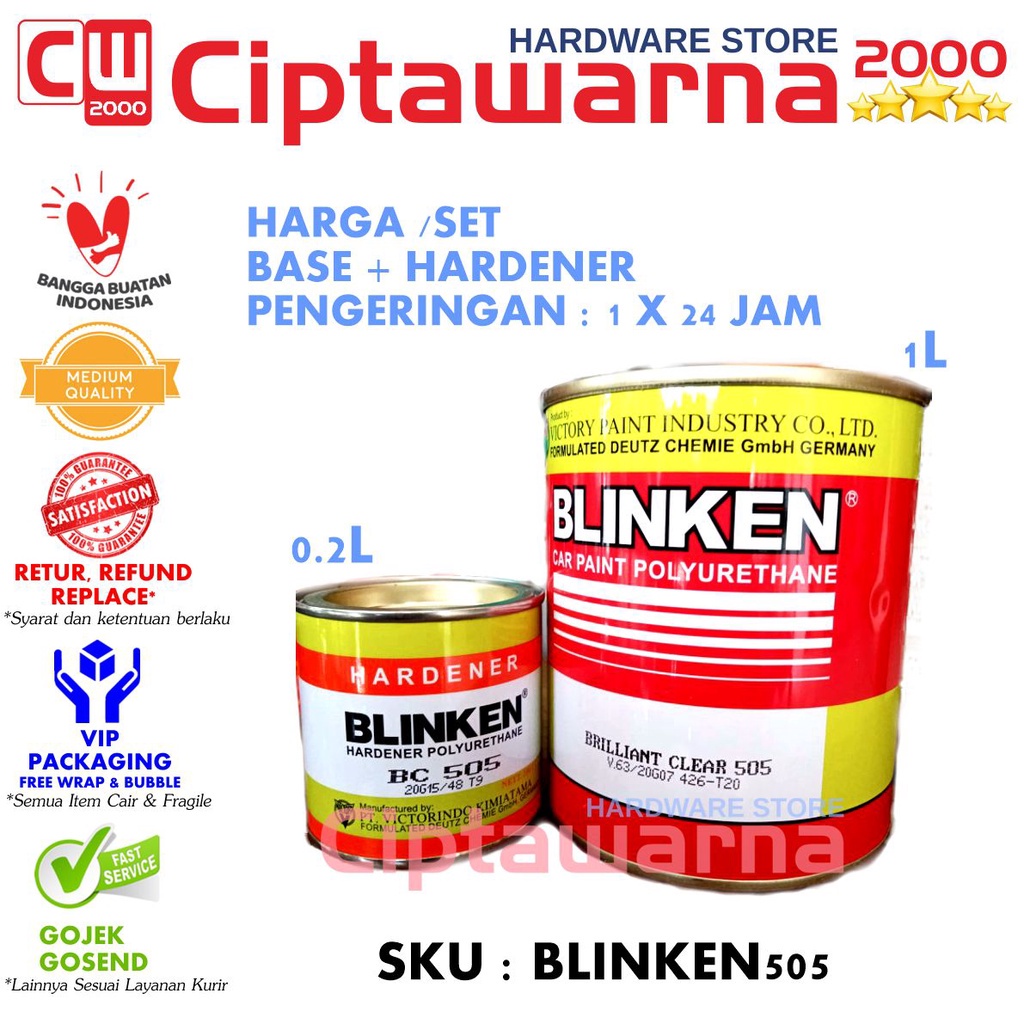Clear Coat Blinken BRILLIANT CLEAR 505 1 liter Pernis Clearcoat - CWK