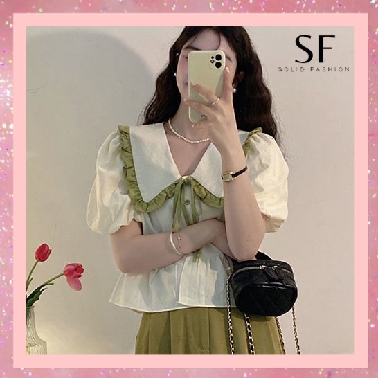 Solid Fashion baju atasan ootd korean style bkk19444