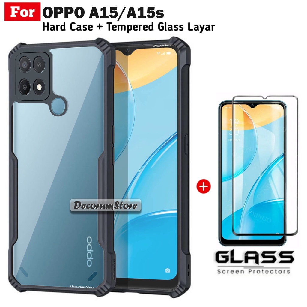 Hard Case Oppo A15 A15s Hard Soft Case Shockproof Transparant Free Anti Gores Pelindung Layar