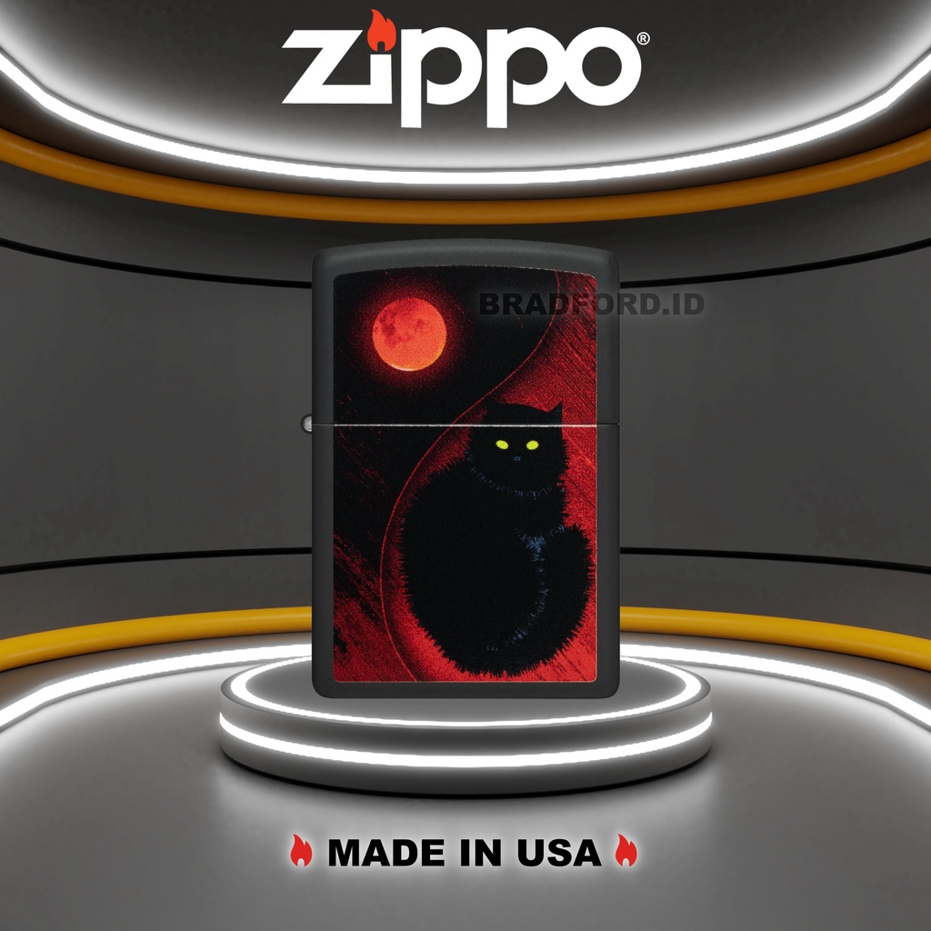 Korek Api Zippo Black Cat Design 48453 Original Made In USA