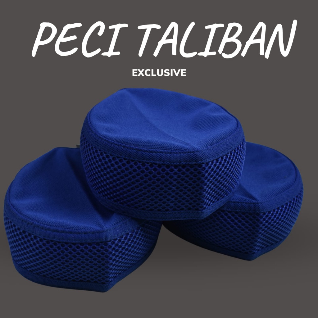 peci kopiah taliban warna biru motif kali gede harga terjangkau kualitas bagus