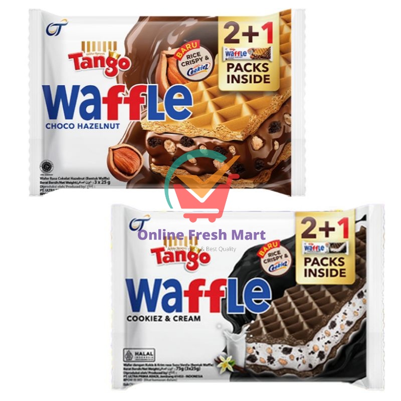 

Tango Waffle choco hazelnut Cookiez & Cream 3 x 25 g - Online Fresh Mart Denpasar