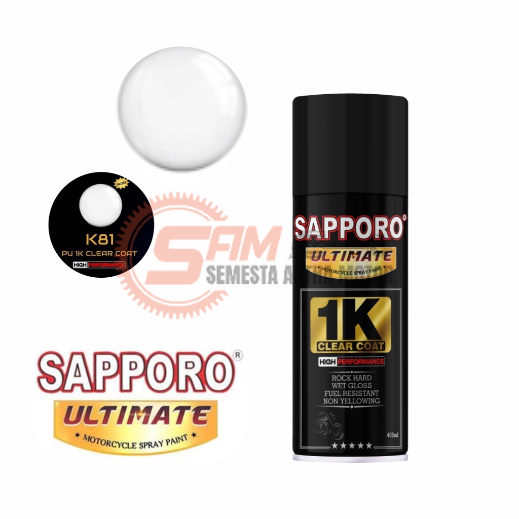 

Pilox Sapporo Ultimate K81 PU 1K Clear Gloss Cat Semprot Pilok Aerosol