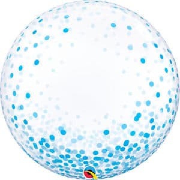 

Qualatex Deco Bubble Blue Confetti Dots 24" / Clear Bubble Balloon