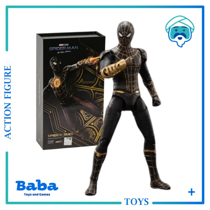 Mainan Figure ZD Toys Spiderman No Way Home Spider Man Black Gold Suit