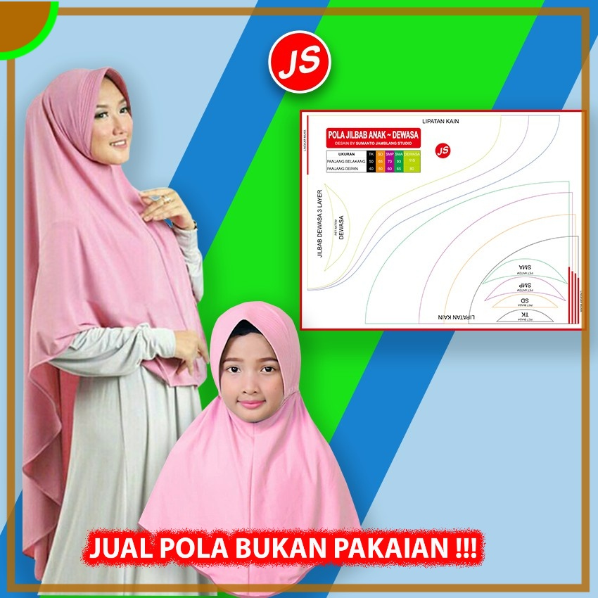 Pola Jiplak Jilbab Anak TK, SD, SMP, SMA dan Dewasa | Aneka Pola