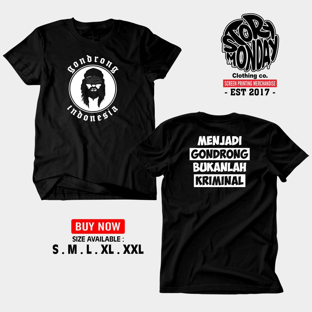 Kaos Baju Kasual Pria Terbaru Gondrong Indonesia katun Combed 30s Premium