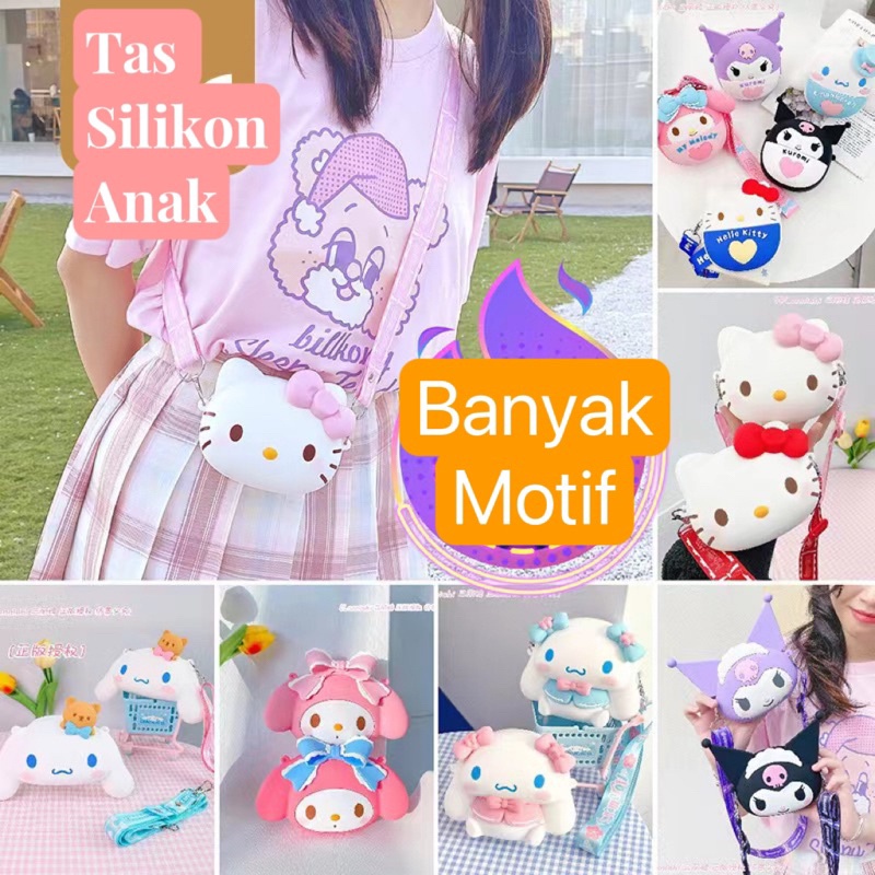 Tas kecil anak silikon / Tas koin silikon / Tas Hello Kitty Bunny Melody Anak