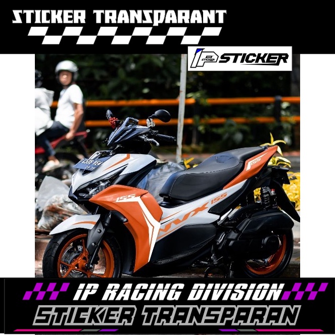 STICKER STRIPING TRANSPARAN AEROX  NEW CONNECTED 2022 NEW ORANGE