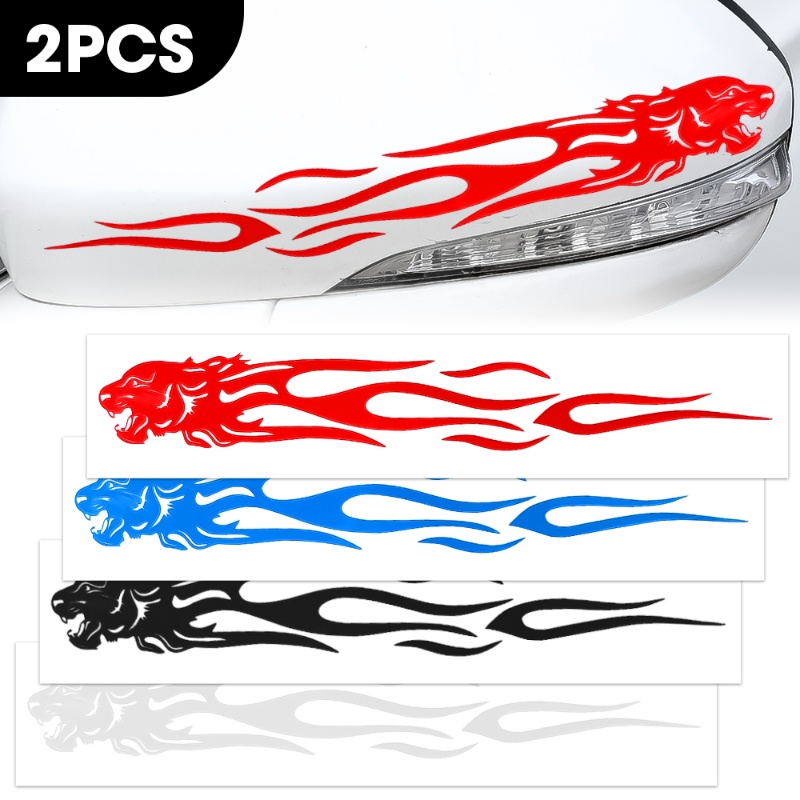 2pcs Tiger Flame Totem Stiker Mobil/20 * 3cm Motor Decals Dekorasi Kreatif Fashion Auto Styling Sticker