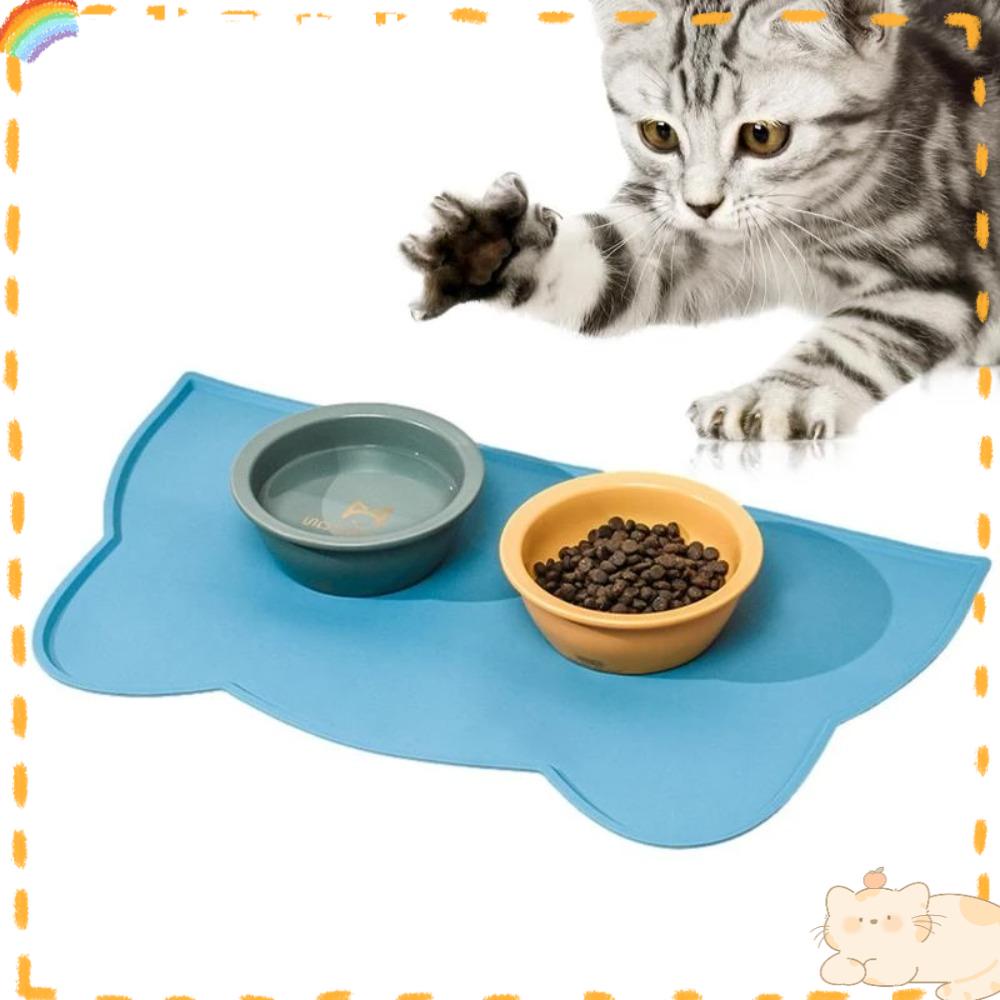 Solighter Alas Makanan Kucing Anjing Non-Slip Tahan Air Anti Bocor Bowl Pad