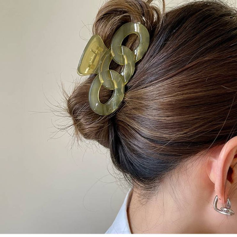 Jepit Rambut Desain Rantai Akrilik Aksesoris Rambut Korea Untuk Aksesoris Rambut Anak Perempuan ponytail holder fashion Cewek Bening jelly Warna hair clip 1pc simple hair claw clip