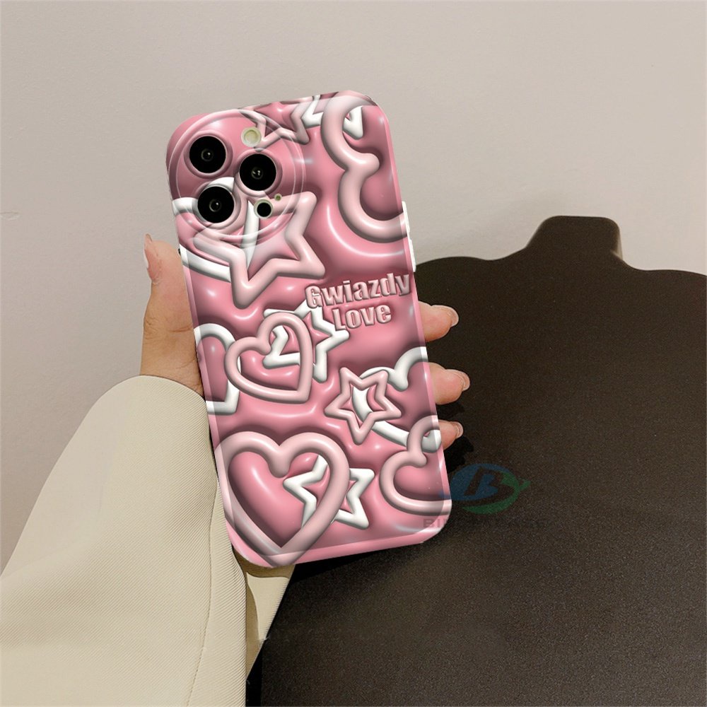 Realme 10 C55 C15 C12 C25S C11 C20 realme5 5i 6i C3 8i C21Y C25Y Biru Dan Pink Love Star Silikon Airbag Case Binteacase