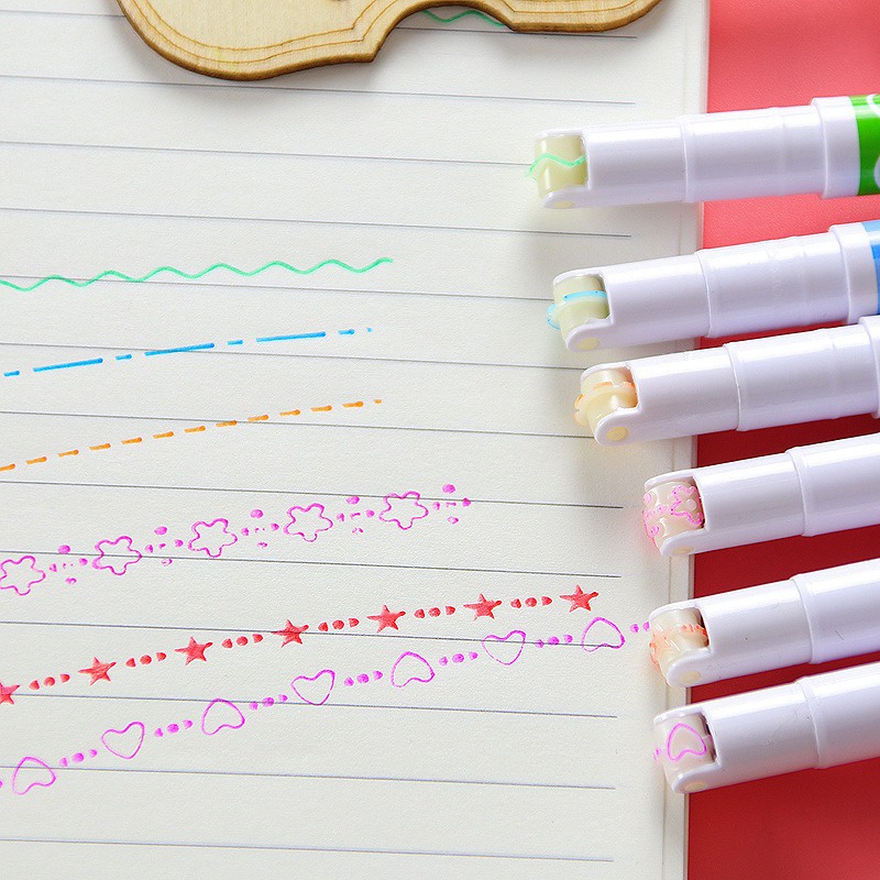

6pcs Color Liner Pensil Pen Pena Garis Rol Warna Bermotif GoK-ST0115