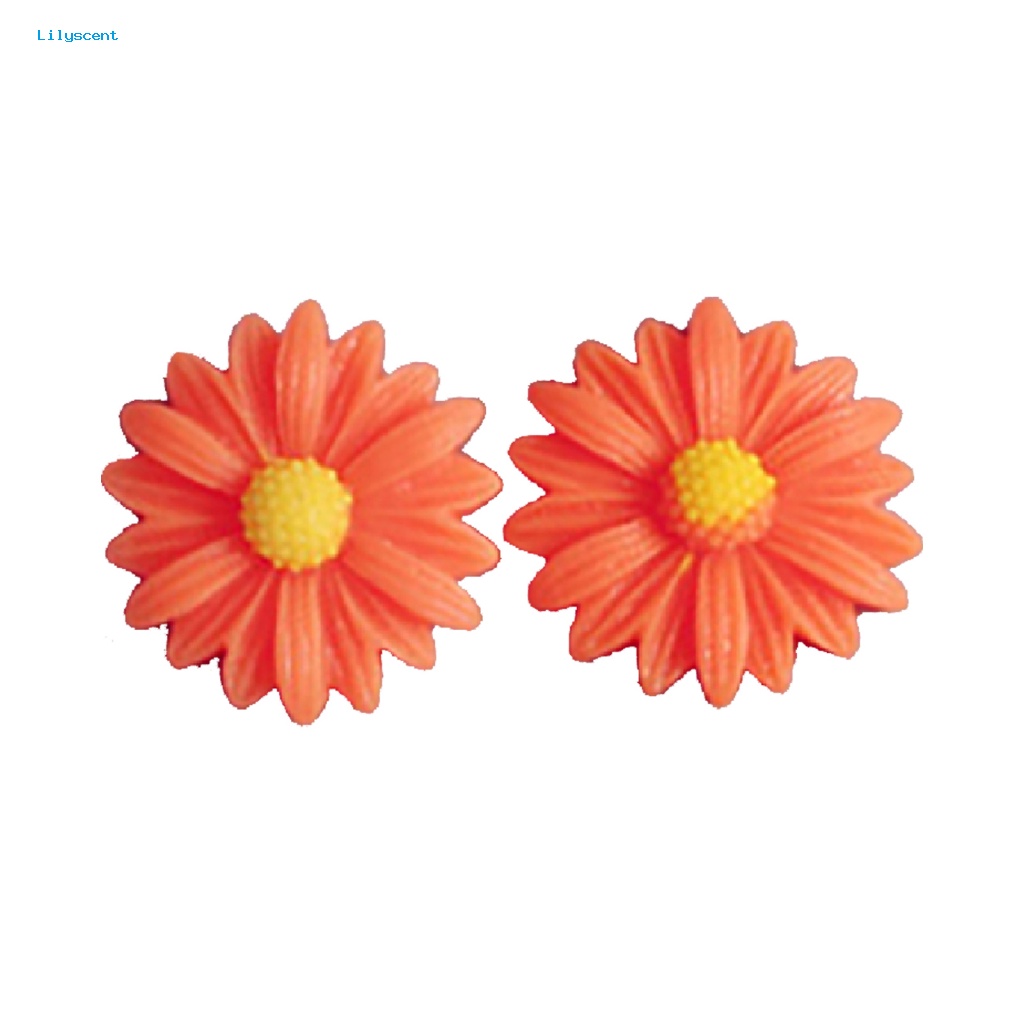 Lilyscent 1pasang Anting Menarik Untuk Pesta Warna Bunga Ear Stud Lucu