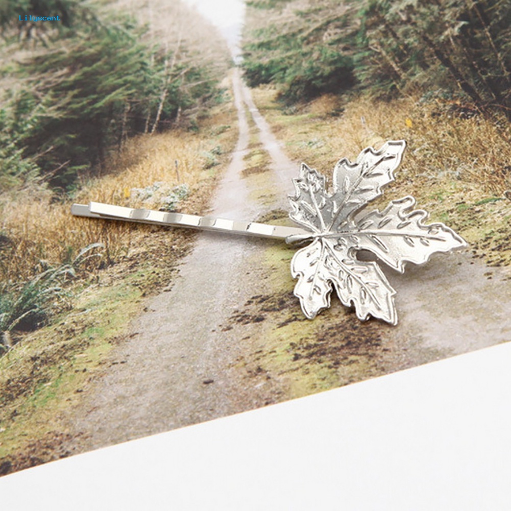 Lilyscent 2Pcs Elegan Maple Leaf Alloy Hairpin Rambut Klip Wanita Hiasan Kepala Aksesoris