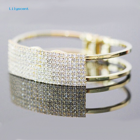 Lilyscent Mode Baru Elegan Wanita Bangle Gelang Gelang Kristal Cuff Bling Lady Hadiah