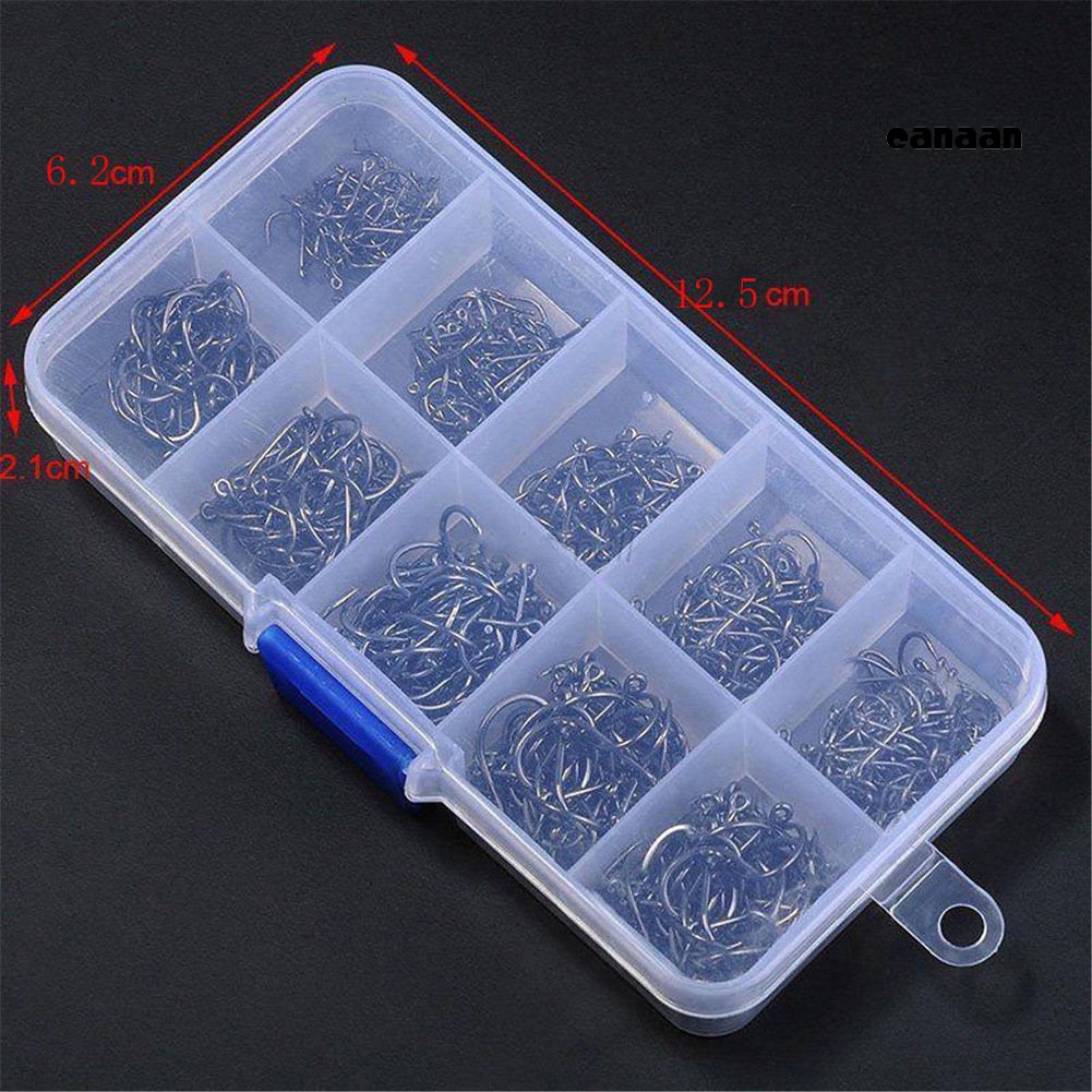 Cnn-500 Pcs 10ukuran Aneka Kait Pancing Bahan Carbon Steel Tajam Dengan Tackle Box